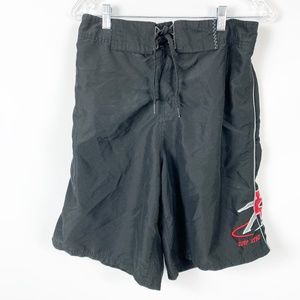 Surf Style Medium Swim Trunks Black Lined Wear